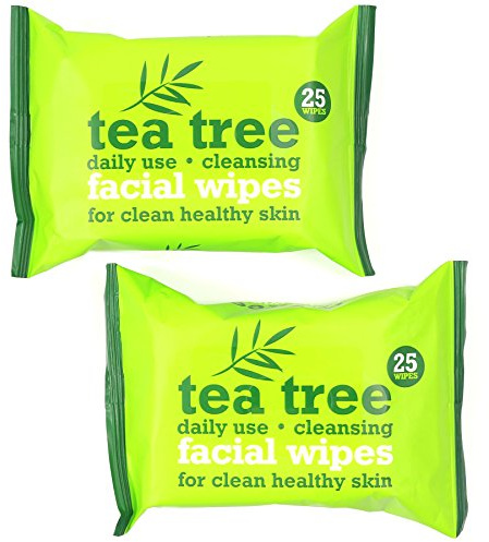 Australian Tea Tree & Peppermint Daily Cleansing Wipes | 50 Facial Wipes for Oil/Makeup Removal and Clean & Healthy Skin