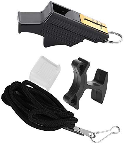 Tbest Schiedsrichterpfeife - Professionelle Schiedsrichter Pfeifen Trainerpfeife Signalpfeife ABS Sportpfeife Cam-Überlebenspfeifen mit Clip für Fußball Basketball Volleyball(Schwarz & Gold)