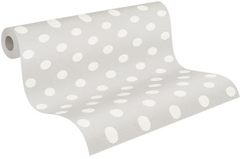 A.S. Création Vliestapete Boys & Girls 6 Tapete gepunktet 10,05 m x 0,53 m grau weiß Made in Germany 369342 36934-2