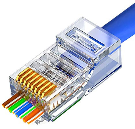 PETECHTOOL RJ45 Cat6 Cat5 Connector Ends Gold Plated 8P8C Ethernet Pass Through Plug(100Pack)