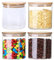 Lawei 4 Pack Glass Storage Jars with Sealed Bamboo Lids - 550ml Clear Glass Bulk Food Storage Canister for Serving Tea Coffee Spice Candy Cookie