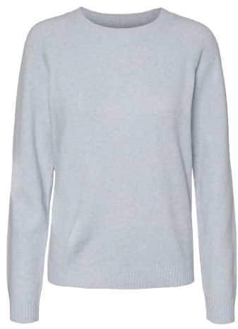 VERO MODA Women's VMDOFFY LS O-Neck Blouse GA NOOS Sweater, Blue Fog/Detail: Melange, XL