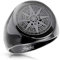 Paula & Fritz® Ring Herren Kompass 316L Chirurgenstahl Größe 64 (20,4) Silber-schwarz Herren-Ring Partnerring Ehering Siegelring Damenring Motivring