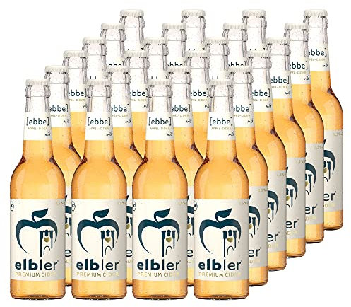 Elbler Cider Ebbe, Apfel Cider, 2.5% Vol., 0,33 l, inkl. 1,92€ Pfand, Mild-Lieblich, 24-er Pack, Apfelwein, Glutenfrei & Vegan, Handgemacht, 100% Bio-Äpfeln, ohne Zusatzstoffe, Kalorienarm