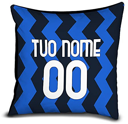quickgadget Idea Arredo Casa Regalo Cuscino Sport Calcio Personalizzato con Nome e Numero per Tifoso Inter Interista 2021