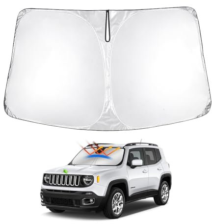 T TGBROS Sonnenschutz für Jeep Renegade 2015 2016 2017 2018 2019 2020 2021 Fenster Sonnenschutz Faltbar Sonnenschutz Upgrade Reflektierendes Polyester Abdeckung Block Hitze und Sonne