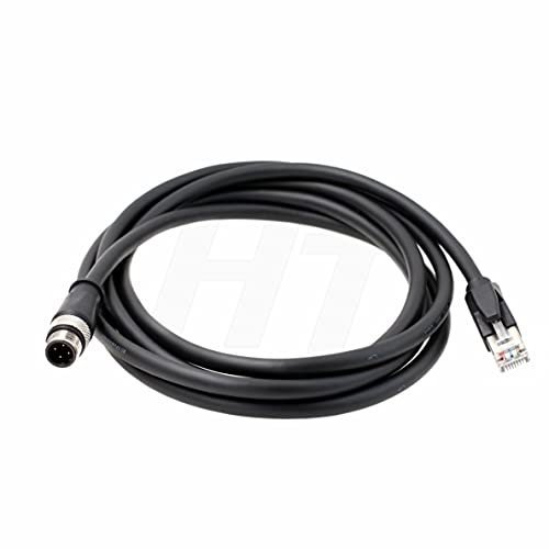HangTon - Cable Ethernet con sensor para lector de código de barras Keyence SR2000, bus de campo de automatización industrial, M12 D-Code de 4 pines a red RJ45 Cat6, 5 m