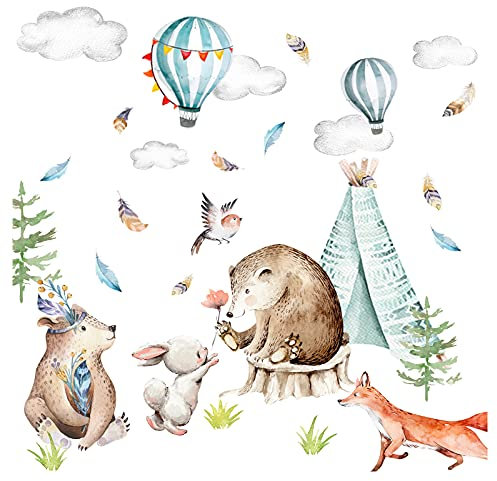 Little Deco Wandtattoo Wandsticker Kinderzimmer Tiere Wald I Wandbild 150 x 94 cm (BxH) I Wandaufkleber Wanddeko Babyzimmer Spielzimmer Mädchen Junge DL670A