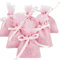FLOFIA 24pz Sacchetti Iuta Bomboniere Confetti 10x8cm Sacchetti Bustine Iuta Tulle Veli Organza Nastro Raso Sachetti Iuta per Confetti Bomboniere Comunione Battesimo Nascita Matrimonio Rosa