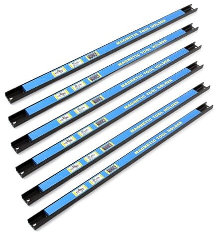 Wiltec Magnetleiste 6er Set 61cm Werkzeughalter aus Stahl Schiene als Wandhalterung für Werkstatt zur Wandmontage Werkzeugmagnetleiste Werkzeugwand