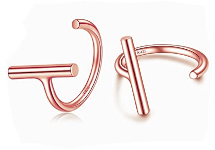 Half Hoop Earrings Rose Gold Plated 925 Sterling Silver Bar Huggie Hoop Earrings for Women Open Hoop Earrings Small Hugger Hoop Earrings