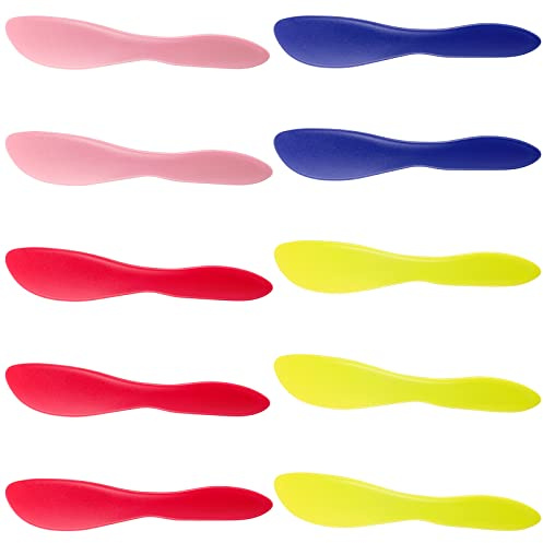 Perthlin 10 Pcs Plastic Butter Spreader Knife, Red, Green, Blue, Pink