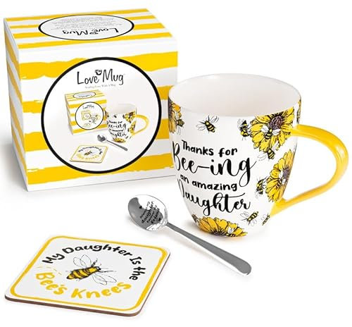 Love Mug®: A Heartfelt Gift For Your Daughter Featuring A Beautiful Mug With A Printed Message Inside, A Coaster And An Engraved Teaspoon. Beautifully Packaged And Sold By An UK Award Winning Retailer