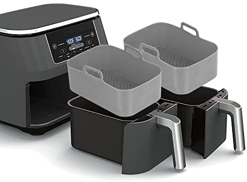 Umifica 2PCS Silicone Pot For Ninjas Dual Air Fryer, Silicone Air Fryer Liners Double Air Fryer Silicone Air Fryer Basket, Air Fryer Rack Accessories For Air Fryer, Oven, And Microwave