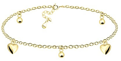 Sofia Milani - Bracelet de Cheville pour Femme en Argent 925 - Plaqué Or - avec Pendentif en Forme du Cœur Boule - A0002