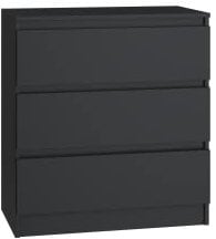 CDF Kommode mit Schublade Schwarz Schrank Schubladenschrank 3 Schubladen Malm Kommode viel Stauraum Geeignet für Wohnzimmer Schlafzimmer Komodenschrank Organizer Kleidung 40T x 70B x 75H cm