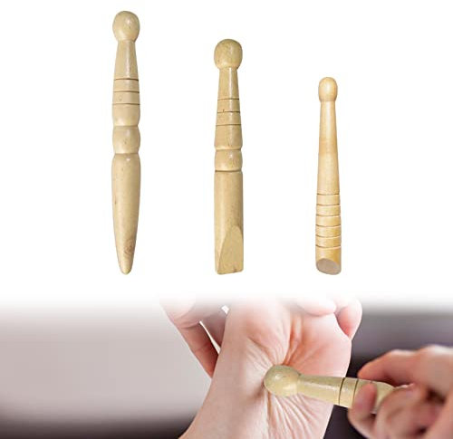 Acupressure Point Stick, Crayons D'acupression en Bois, Bois Pied Rouleau Bâton Pieds Masseur Réflexologie Outils, pour Fasciite Plantaire Talons éperons et Douleur Arc, 3 Pièces