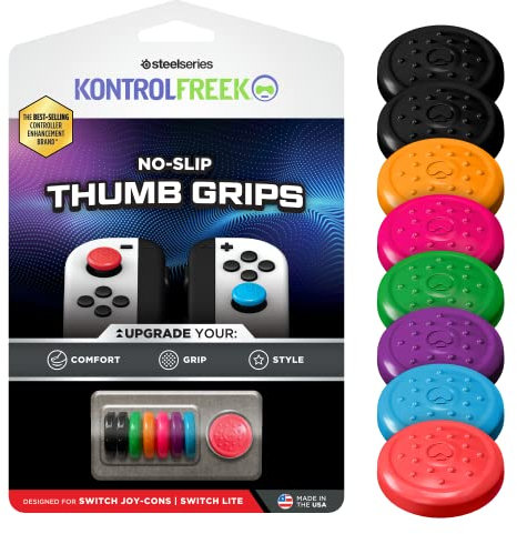 KontrolFreek Empuñaduras antideslizantes para Nintendo Switch Joy-Con Controller | Paquete de 8 | Azul/Verde/Rojo/Negro/Rosa/Morado/Naranja