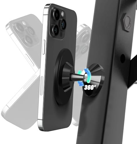 NEWZEROL Verbesserte Magnetische Handyhalterung für Fitnessstudio/Auto, Kompatibel für Mag-Safe, Dual-Magnet mit starkem Magnet, Einfach und Fest für Jedes Handy für Videos und Selfies - Schwarz