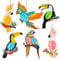 PAYFULLY 6 Stück Tropische Vogeldekoration Hawaii Sommer Tropical Party Dekorationen Papagei Hängende Dekorationen für Luau Tiki Party Innen- und Außendekoration