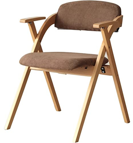 Klappstuhl Klappstühle Esszimmer Einzel-Eventstuhl Mit Armlehne, Bequeme Ergonomische Klappstühle, Esszimmerstuhl Mit Gepolsterten Sitzen, Tragfähigkeit 200 Kg (Color : Kaffee, S : 52 * 60 * 77cm)