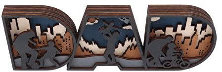 DAD Holzhandwerksschild, Schöne Form, Buchsbaum, Stilvoll, Umweltfreundlich, Feine Details, Vatertag, Holzhandwerksdekoration für Papa für Schlafzimmer (S, 50 x 50 x 20 cm / 19,7 x 19,7 x 7,9 Zoll)