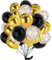 30Stück Luftballons Gold Schwarz,12 Zoll Metallic Chrom gold Konfetti Ballons gold und Schwarz Helium ballon Latex,für Kinder Geburtstag, Hochzeit, Babyparty, Dekoration