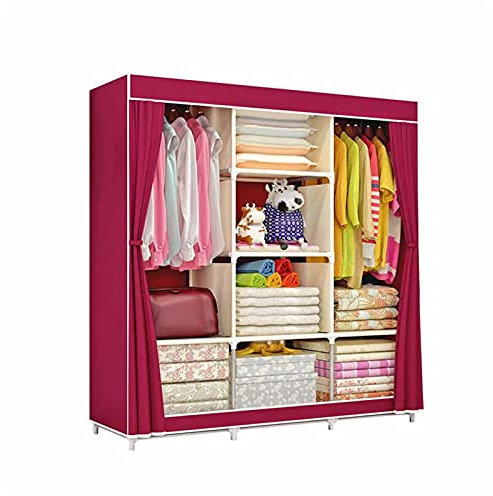 Großer Kleiderschrank,Mädchenschlafzimmerschrank,einfacher Kleiderschrank aus Oxford-Stoff,Aufbewahrungsorganisator,360° geschlossen,168 x 118 x 45 cm (Größe: 168 x 118 x 45 cm,Farbe: C)