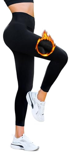 Walifrey Fleece Lined Leggings Women, High Waisted Thermal Leggings Women Black SM