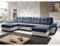 Easy4You ENZO Marineblau/Weiß Eco-Leder Ecksofa U-Form 336 x 97 x 157 cm mit Schlaffunktion und Stauraum - Schlafsofa mit Bettkasten - Moderne Wohnzimmermöbel – Stoff: SORO 76 + Soft 17