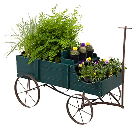 Shine Company Dekorativer großer Buckboard-Wagen für den Garten, Grün