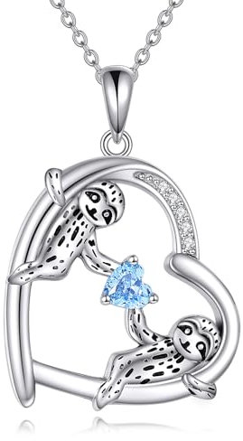 YAFEINI Faultier Halskette für Damen 925 Sterling Silber Faultier Herz Kette Faultier Anhänger Schmuck Weihnachten Geschenk für Mädchen Herren (Faultier Kette)