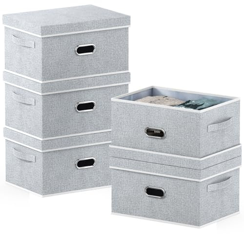 Lesfit 20 L Fabric Storage Boxes with Lid, Pack of 5