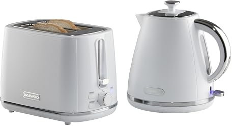 Daewoo Stirling, Pyramid Kettle & Toaster Set, White