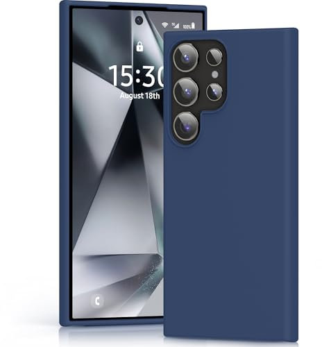 YATWIN für Samsung Galaxy S24 Ultra Hülle, Premium Silikon Handyhülle mit Kameraschutz, Seidig-Weicher Berühren Ultra Dünne Stoßfeste Kratzfeste Schutzhülle, Blau