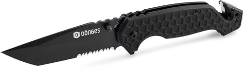 Dönges Rettungsmesser Kugelgelagert - Feuerwehrmesser mit Gurtschneider & Glasbrecher - Rescuemesser mit Gürtelclip Ideal für Outdoor, Notfälle, Feuerwehr, Camping & Survival