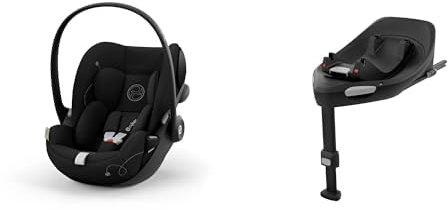 CYBEX Gold Babyschale Cloud G i-Size Comfort und ISOFIX Basis Base G, Inkl. Neugeboreneneinlage, Ab Geburt bis ca. 24 Monate, Für Kinder ab 40 cm bis 87 cm, Max. 13 kg, Moon Black