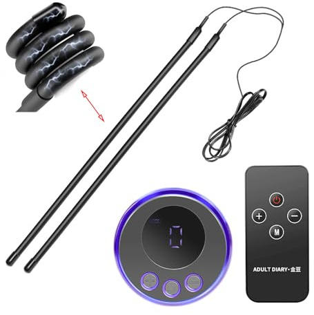 Jixaxe Estim Penisringe Elektro Schock 2 Stück Cockringe Faltbar Hodenring Reizstromgeräte Elektrostimulation Bondage Set mit Host und Fernbedienung SM Sexspielzeug für Männer Paare (Schwacher Strom)