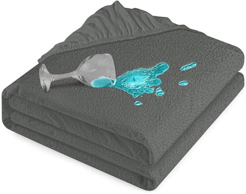 Utopia Bedding Matratzenschoner 140 x 200 x 30 cm grau Wasserdicht, Viskose, Öko-Tex Zertifiziert, Spannbetttuch, Matratzenbezug, Atmungsaktiv, Rundum elastisch