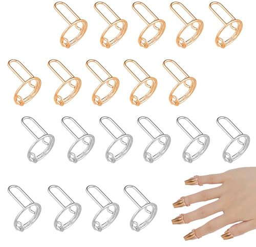 20st Nagel Ringe Muslim, Verstellbar Fingernagelringe Wiederverwendbar Wudu Nail Rings für Frauen Ohne Kleber Nagelschmuck Dekorationen zum Tragen von Maniküre-Nägeln (Gold, Silber)
