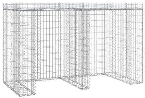 Abri Poubelle Extérieur, Cadre à Gabion pour Poubelle Conteneur pour Cache-Poubelle Mur de Gabion pour Poubelle 192x91x120 cm Fer galvanisé