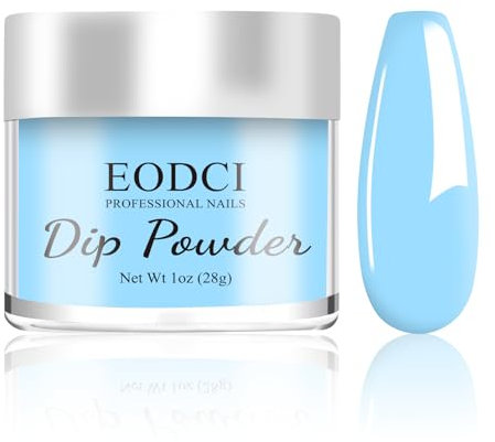 EODCI Dip Pulver, 28g Blau Nagel Tauchpulver French Dipping Powder Kollektionssystem Nailart Starter Maniküre für Salon DIY & Hause,Keine Nagellampe Erforderlich, Geruchsfrei und Langanhaltend