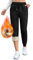 Vorvowry Fleece Lined Joggers Womens Fluffy Sherpa Trousers Warm Thermal Sweatpants Winter Thick Tracksuit Bottoms Drawstring Pockets for Ladies Running Fitness L Legging Black