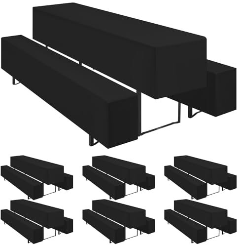 Teruntrue 6er-Sets Biertischhussen Bierbank-Auflage,Schwarz Biertisch und Bankgarnitur Husse für 50x220cm Tischbreite für Festzeltgarnituren Bierbank Hussen(Schwarz, 6 Packungen)