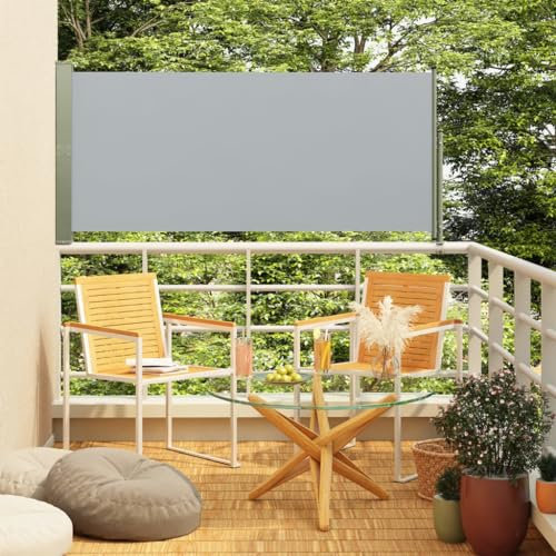 Willood Seitenmarkise, Sichtschutz Windschutz Markise, Balkon Sichtschutz Seitlich, Ausziehbar 160x300 cm Grau