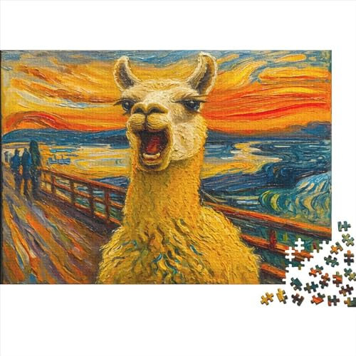 lihuogongsio Alpaka Puzzle 1000 Teile Puzzle Für Erwachsene Farbmalerei Brain Challenge Geschicklichkeitsspiel Stress Abbauen Familien Herausforderndes Schöne Geschenkidee 1000pcs (75x50cm)
