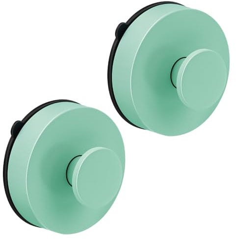flintronic 2 Stück Grün Wandhaken, Saugnapf Haken, Saugknöpfe Saugnäpfe, Handtuchhaken Bademantelhaken Ohne Bohren, Extra Stark Badezimmer Haken, ABS Wasserdicht Saughalter, Handtuchhaken