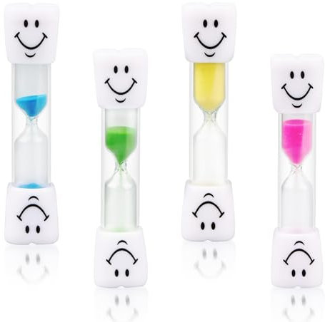 4 Stück Sanduhr Zähneputzen Kinder, Sanduhr 3 Minuten Timer, Zahnputzuhr Smiley-Sanduhren Set für Kinder Countdown Berechnung Zähneputzen Zuhause Kochen Büro (4pcs)