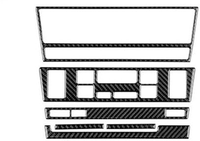 Innenleisten Auto-Klimaanlage, AC, CD-Panel, Sitzheizung, Innenverkleidung, Dekor, Carbon-Look, Aufkleber Für 5er-Serie M5 E39 1998–2003(Schwarz,RHD)