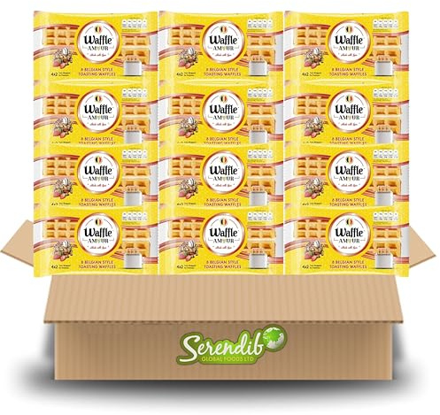 Waffle Amour TOASTING WAFFLES | 8 Belgian style toasting waffles 4X2 Packs in one Packet | Belgium Breakfast Treat | (12 Packets)